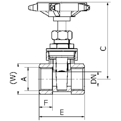Zasuwa klinowa 6/4" wymiary